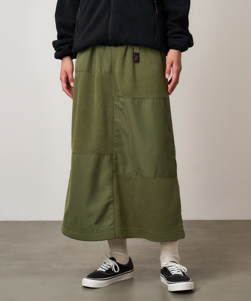 Gramicci(グラミチ)の「THERMAL FLEECE PATCH SKIRT|サーマルフリースパッチスカート(スカート・レディース・ネイビー/ヘザーグレー/ブラック/オリーブ・M/L/S)」の1枚目の写真