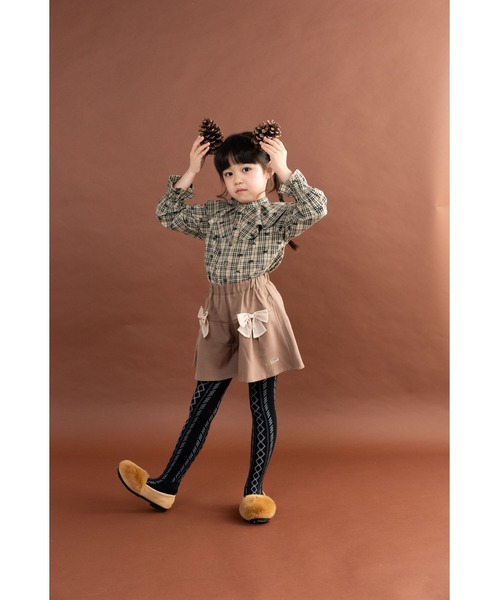 nino（ニノ）の「シフォンリボン付きキュロット（その他パンツ・キッズ・チャコール/ベージュ・100cm/120cm/110cm）」の5枚目の写真