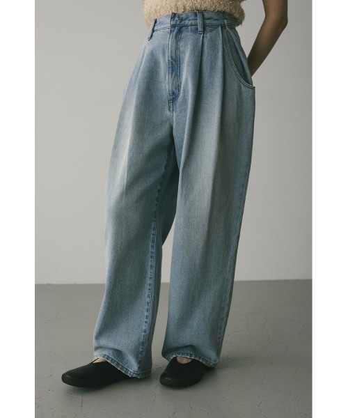 STYLEMIXER（スタイルミキサー）の「タックワイドルーズデニム（デニムパンツ・レディース・ブラック/ライトブルー・X-SMALL/SMALL/MEDIUM）」の15枚目の写真