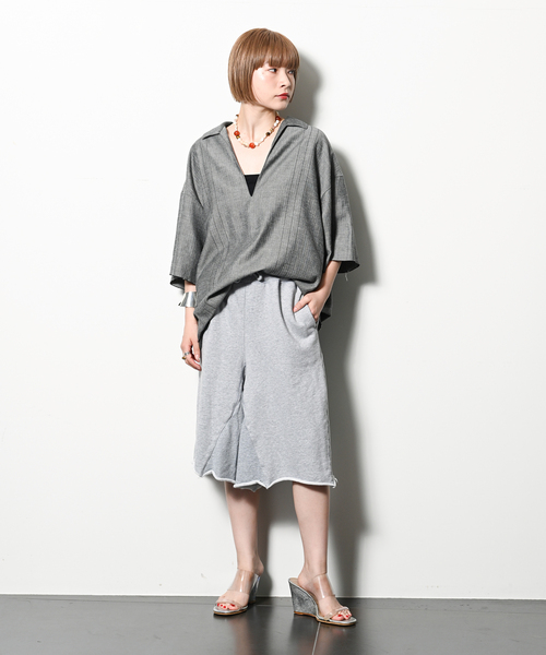 OLD PARK(オールドパーク)の「OLD PARK 別注 BAGGY SWEAT SHORTS:ショートパンツ(スウェットパンツ・レディース・グレー/ブラック・MEDIUM)」の13枚目の写真
