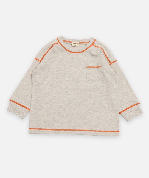 JAM & LINK（ジャムアンドリンク）の「配色ステッチ 長袖Tシャツ（Tシャツ/カットソー・キッズ・ラベンダー/スモークピンク/オートミール/ワインレッド/ネイビー/ブラック/チャコールグレー/ミント/サックスブルー・110cm/100cm/120cm/130cm/140cm/150cm/160cm）」の10枚目の写真