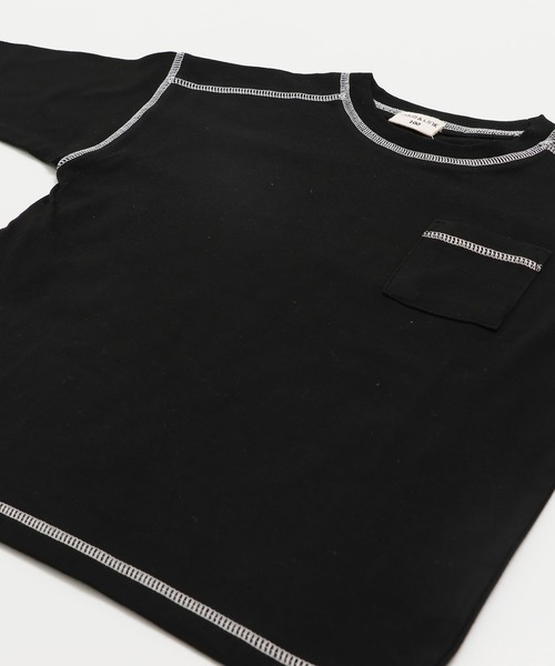 JAM & LINK（ジャムアンドリンク）の「配色ステッチ 長袖Tシャツ（Tシャツ/カットソー・キッズ・ラベンダー/スモークピンク/オートミール/ワインレッド/ネイビー/ブラック/チャコールグレー/ミント/サックスブルー・110cm/100cm/120cm/130cm/140cm/150cm/160cm）」の18枚目の写真