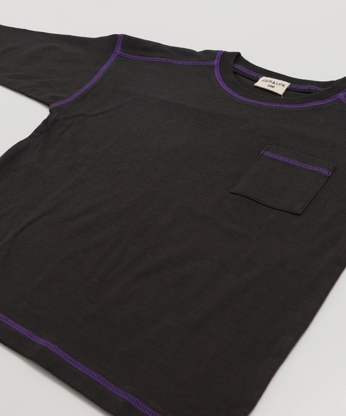 JAM & LINK（ジャムアンドリンク）の「配色ステッチ 長袖Tシャツ（Tシャツ/カットソー・キッズ・ラベンダー/スモークピンク/オートミール/ワインレッド/ネイビー/ブラック/チャコールグレー/ミント/サックスブルー・110cm/100cm/120cm/130cm/140cm/150cm/160cm）」の19枚目の写真