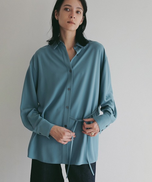 MANOF（マノフ）の「STRING BACK LAYERED SHIRTS（シャツ/ブラウス・レディース・ブラウン/ターコイズブルー/アイボリー・F）」の12枚目の写真
