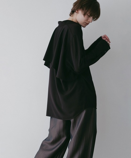 MANOF（マノフ）の「STRING BACK LAYERED SHIRTS（シャツ/ブラウス・レディース・ブラウン/ターコイズブルー/アイボリー・F）」の9枚目の写真