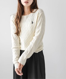 U.S. POLO ASSN. | POLOワンポイント刺繍ケーブルニット(ニット/セーター)