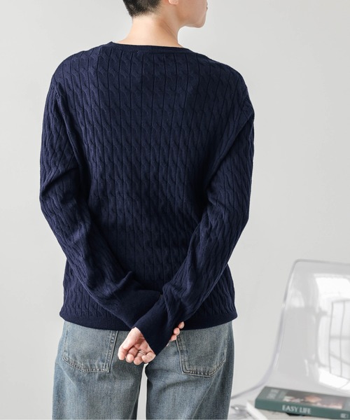 U.S. POLO ASSN.(ユーエスポロアッスン)の「POLOワンポイント刺繍ケーブルニット(ニット/セーター・レディース・ネイビー/アイボリー/グレー・M/L)」の22枚目の写真