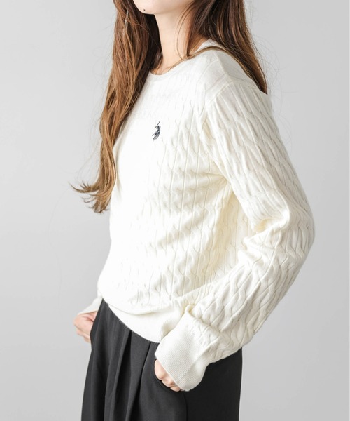 セール】POLOワンポイント刺繍ケーブルニット（ニット/セーター
