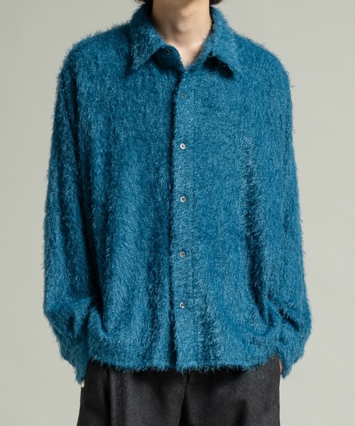 CASPER JOHN（キャスパージョン）の「Various loose shirts -feather knit- / バリアスルーズシャツ -フェザーニット-（シャツ/ブラウス・メンズ・ブルー/グリーン系その他/ブラック系その他/ブラック/ライトグレー・LARGE/MEDIUM/SMALL/X-SMALL）」の5枚目の写真