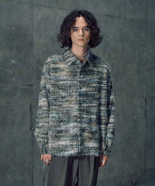 CASPER JOHN（キャスパージョン）の「Various loose shirts -feather knit- / バリアスルーズシャツ -フェザーニット-（シャツ/ブラウス・メンズ・ブルー/グリーン系その他/ブラック系その他/ブラック/ライトグレー・LARGE/MEDIUM/SMALL/X-SMALL）」の14枚目の写真