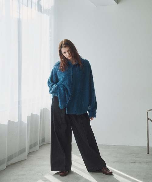 CASPER JOHN（キャスパージョン）の「Various loose shirts -feather knit- / バリアスルーズシャツ -フェザーニット-（シャツ/ブラウス・メンズ・ブルー/グリーン系その他/ブラック系その他/ブラック/ライトグレー・LARGE/MEDIUM/SMALL/X-SMALL）」の22枚目の写真