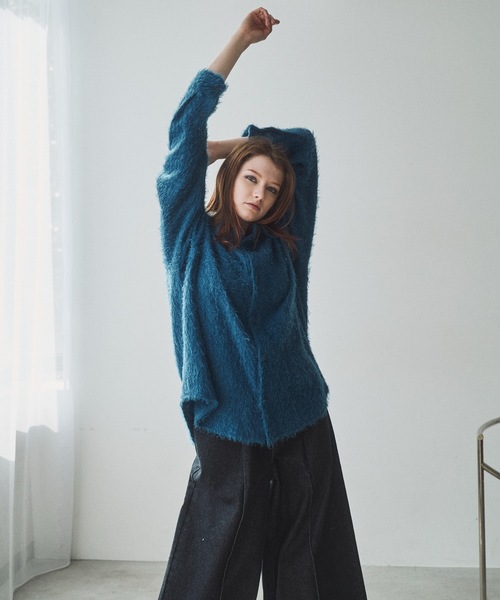 CASPER JOHN（キャスパージョン）の「Various loose shirts -feather knit- / バリアスルーズシャツ -フェザーニット-（シャツ/ブラウス・メンズ・ブルー/グリーン系その他/ブラック系その他/ブラック/ライトグレー・LARGE/MEDIUM/SMALL/X-SMALL）」の18枚目の写真