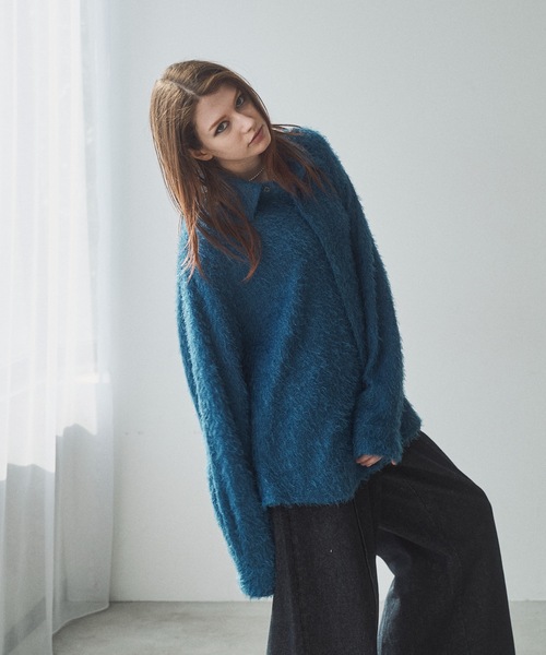 CASPER JOHN（キャスパージョン）の「Various loose shirts -feather knit- / バリアスルーズシャツ -フェザーニット-（シャツ/ブラウス・メンズ・ブルー/グリーン系その他/ブラック系その他/ブラック/ライトグレー・LARGE/MEDIUM/SMALL/X-SMALL）」の19枚目の写真