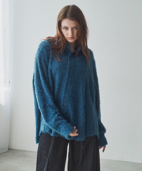 CASPER JOHN（キャスパージョン）の「Various loose shirts -feather knit- / バリアスルーズシャツ -フェザーニット-（シャツ/ブラウス・メンズ・ブルー/グリーン系その他/ブラック系その他/ブラック/ライトグレー・LARGE/MEDIUM/SMALL/X-SMALL）」の20枚目の写真