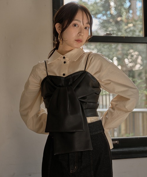 mideal リボンビスチェ mideal キャミソール design ribbon bustier / デザインリボンビスチェ