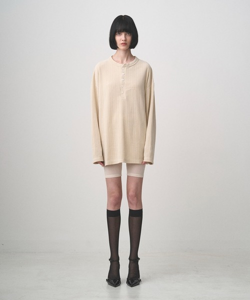 Juha(ユハ)の「JACQUARD HENLEY(Tシャツ/カットソー・メンズ・ブラック/ナチュラル・3/4)」の6枚目の写真