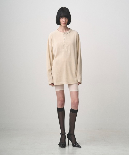 Juha(ユハ)の「JACQUARD HENLEY(Tシャツ/カットソー・メンズ・ブラック/ナチュラル・3/4)」の7枚目の写真