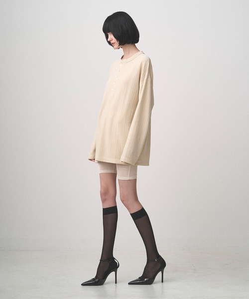 Juha(ユハ)の「JACQUARD HENLEY(Tシャツ/カットソー・メンズ・ブラック/ナチュラル・3/4)」の8枚目の写真