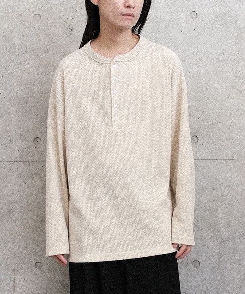 Juha(ユハ)の「JACQUARD HENLEY(Tシャツ/カットソー・メンズ・ブラック/ナチュラル・3/4)」の12枚目の写真