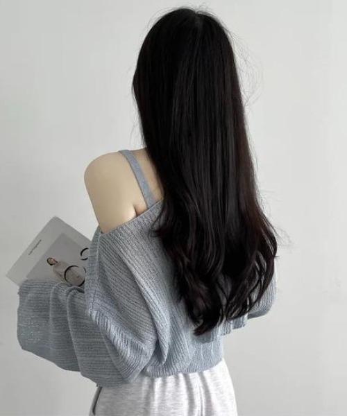 Maison Calme（メゾンカルム）の「【2点セット】サイドドロストギャザーワンショルトップス キャミ 透かし編み（Tシャツ/カットソー・レディース・ホワイト/ブラック/ピンク/グレー・F）」の21枚目の写真
