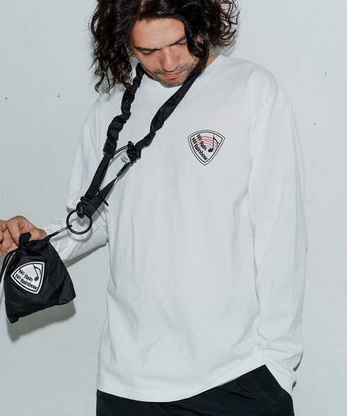 No Rain No Rainbow(ノーレインノーレインボー)の「mlt5390-pick print long sleeve T-shirt ロングスリーブカットソー(NR25W-24)(Tシャツ/カットソー・メンズ・ホワイト/ブラック/グリーン系その他・S/M/L/XL)」の1枚目の写真