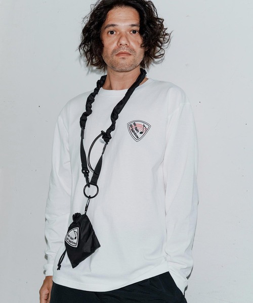 No Rain No Rainbow(ノーレインノーレインボー)の「mlt5390-pick print long sleeve T-shirt ロングスリーブカットソー(NR25W-24)(Tシャツ/カットソー・メンズ・ホワイト/ブラック/グリーン系その他・S/M/L/XL)」の4枚目の写真