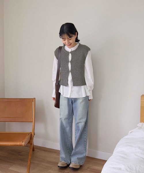 CHAN ME(チャンミ)の「ローゲージニットベスト(ベスト・レディース・アイボリー/グレー・LARGE/MEDIUM)」の14枚目の写真
