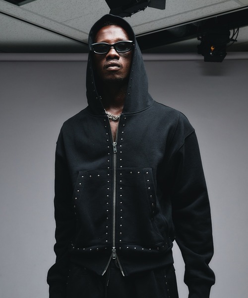 studs スタッズ　パーカー　2セット セール】Studs Design Zip-up Parker / スタッズデザインジップアップ