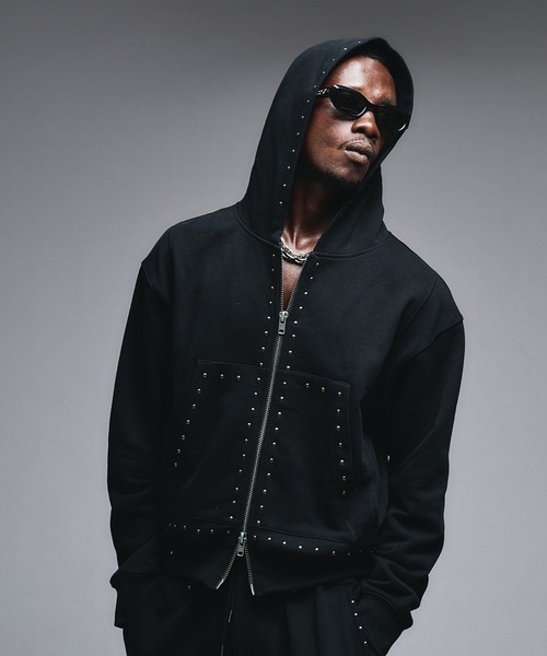 セール】Studs Design Zip-up Parker / スタッズデザインジップアップ