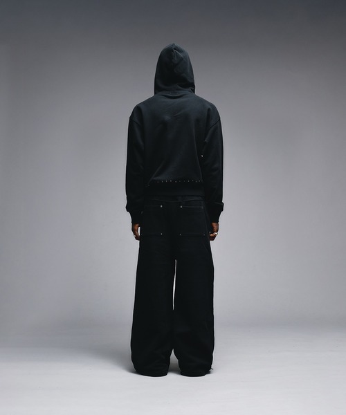アンダーハンク スタッズデザインジップアップパーカー ブラック S セール】Studs Design Zip-up Parker / スタッズデザインジップアップ
