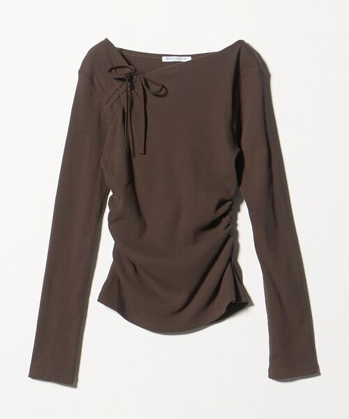 BEAUTY&YOUTH UNITED ARROWS（ビューティーアンドユースユナイテッドアローズ）の「コットンリブ リボンギャザーカットソー（Tシャツ/カットソー・レディース・ダークブラウン/オフホワイト/ブラック・FREE）」の16枚目の写真