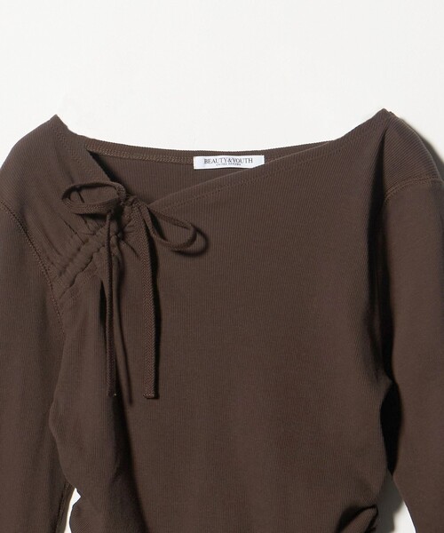 BEAUTY&YOUTH UNITED ARROWS（ビューティーアンドユースユナイテッドアローズ）の「コットンリブ リボンギャザーカットソー（Tシャツ/カットソー・レディース・ダークブラウン/オフホワイト/ブラック・FREE）」の18枚目の写真