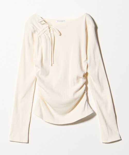 BEAUTY&YOUTH UNITED ARROWS（ビューティーアンドユースユナイテッドアローズ）の「コットンリブ リボンギャザーカットソー（Tシャツ/カットソー・レディース・ダークブラウン/オフホワイト/ブラック・FREE）」の22枚目の写真