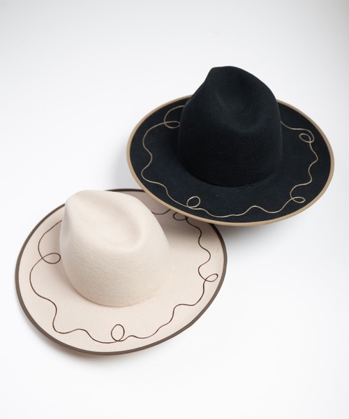 INDIETRO ASSOCIATION(インディエトロアソシエーション)の「Long Brim Hat / ロングブリムハット(ハット・メンズ・ベージュ/ブラック・1/0)」の3枚目の写真