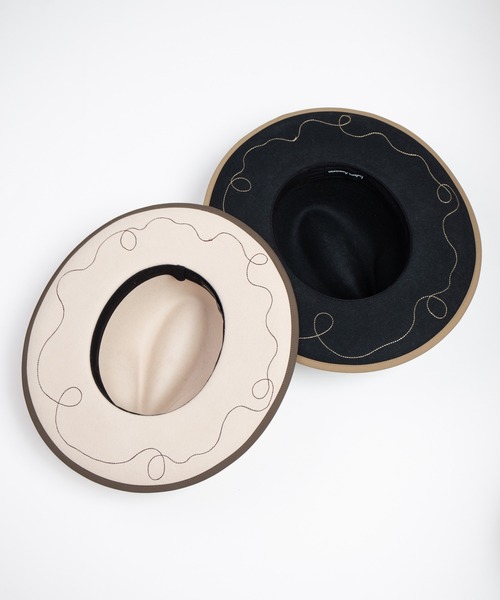 INDIETRO ASSOCIATION(インディエトロアソシエーション)の「Long Brim Hat / ロングブリムハット(ハット・メンズ・ベージュ/ブラック・1/0)」の4枚目の写真