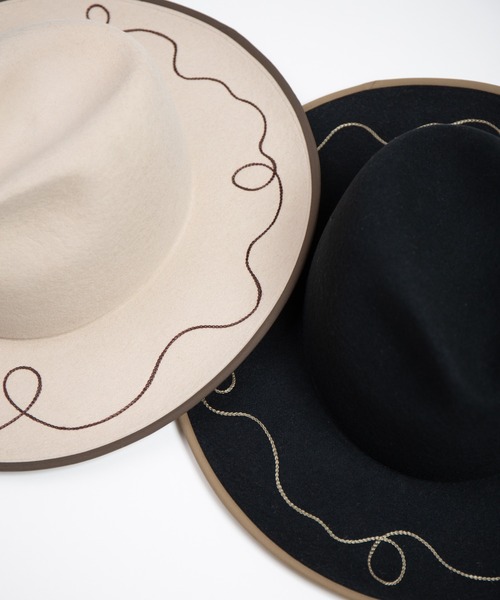 INDIETRO ASSOCIATION(インディエトロアソシエーション)の「Long Brim Hat / ロングブリムハット(ハット・メンズ・ベージュ/ブラック・1/0)」の6枚目の写真