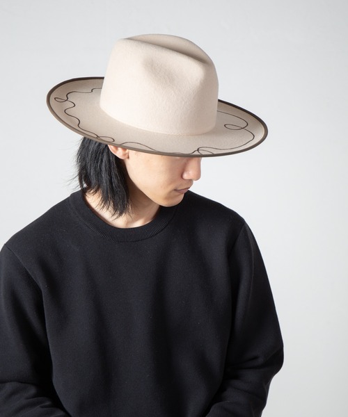 INDIETRO ASSOCIATION(インディエトロアソシエーション)の「Long Brim Hat / ロングブリムハット(ハット・メンズ・ベージュ/ブラック・1/0)」の19枚目の写真