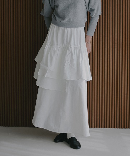 【新品】MANOF マノフ ASYMMETRY TIERED SKIRT ASYMMETRY TIERED SKIRT（スカート）｜MANOF（マノフ）のファッション