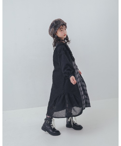 unica（ユニカ）の「2ピースモノトーンチェック柄ワンピース（ワンピース・キッズ・ブラック/オフホワイト・M/L/XL/S）」の6枚目の写真