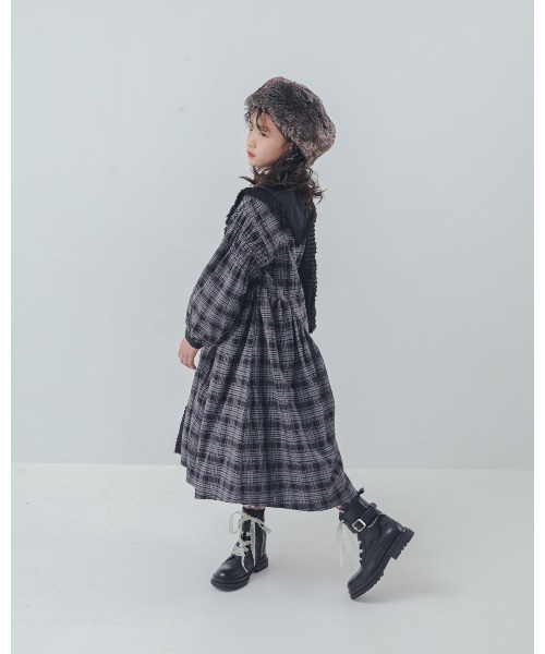 unica（ユニカ）の「2ピースモノトーンチェック柄ワンピース（ワンピース・キッズ・ブラック/オフホワイト・M/L/XL/S）」の7枚目の写真