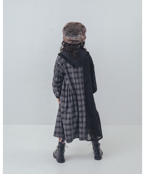 unica（ユニカ）の「2ピースモノトーンチェック柄ワンピース（ワンピース・キッズ・ブラック/オフホワイト・M/L/XL/S）」の8枚目の写真