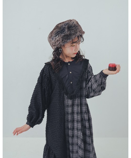 unica（ユニカ）の「2ピースモノトーンチェック柄ワンピース（ワンピース・キッズ・ブラック/オフホワイト・M/L/XL/S）」の10枚目の写真