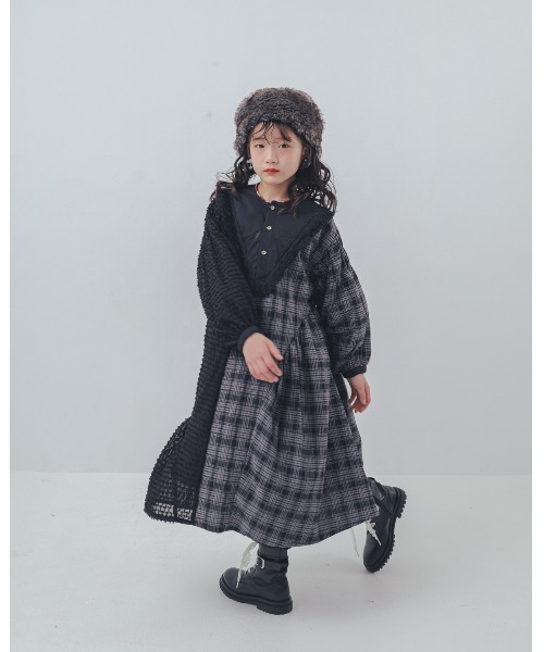 unica（ユニカ）の「2ピースモノトーンチェック柄ワンピース（ワンピース・キッズ・ブラック/オフホワイト・M/L/XL/S）」の11枚目の写真