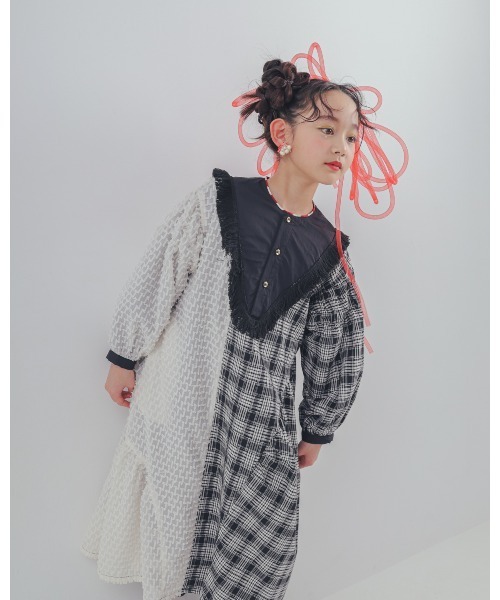 unica（ユニカ）の「2ピースモノトーンチェック柄ワンピース（ワンピース・キッズ・ブラック/オフホワイト・M/L/XL/S）」の19枚目の写真