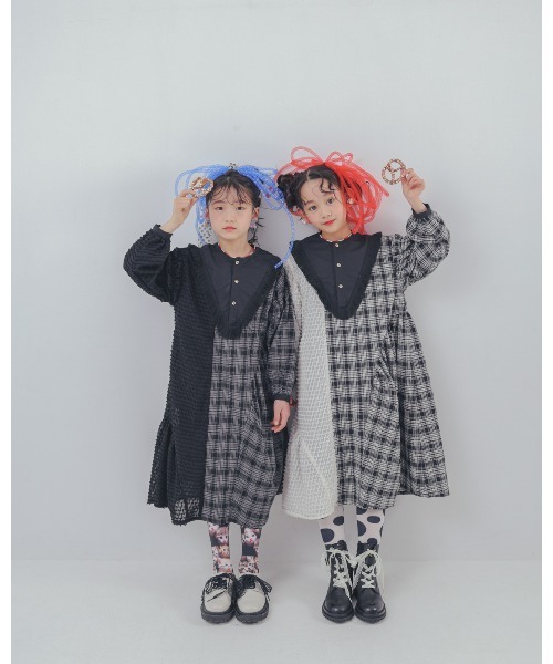 unica（ユニカ）の「2ピースモノトーンチェック柄ワンピース（ワンピース・キッズ・ブラック/オフホワイト・M/L/XL/S）」の22枚目の写真
