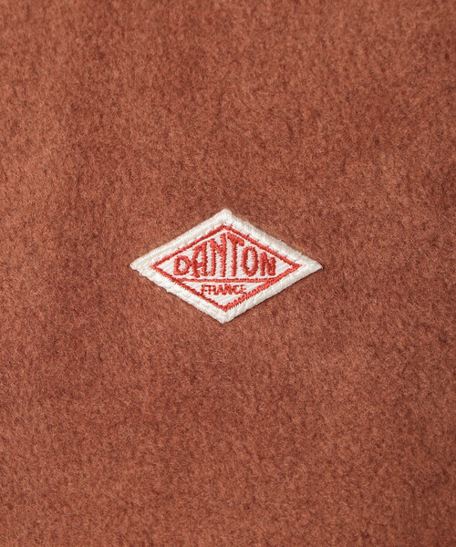 DANTON フリース ノーカラージャケット ロゴ ワッペン 34 ブラウン