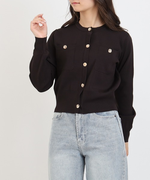 TRUDEA（トルディア）の「スポンディッシュニュアンスボタンカーディガン（カーディガン/ボレロ・レディース・ネイビー/ブラウン/グリーン/アイボリー/その他・MEDIUM/LARGE）」の3枚目の写真