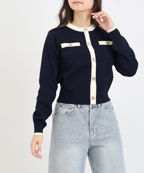 TRUDEA（トルディア）の「スポンディッシュニュアンスボタンカーディガン（カーディガン/ボレロ・レディース・ネイビー/ブラウン/グリーン/アイボリー/その他・MEDIUM/LARGE）」の10枚目の写真