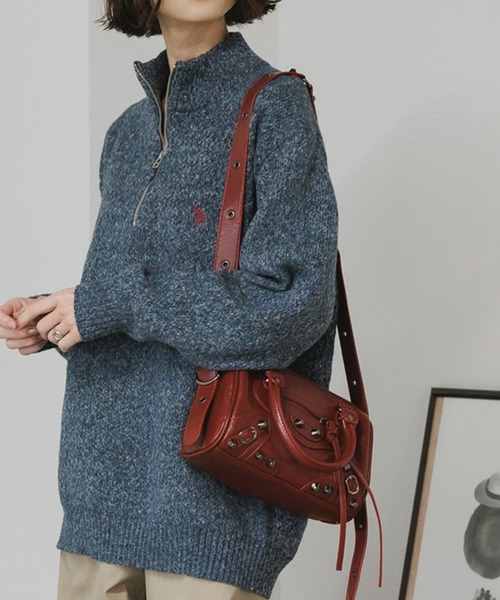U.S. POLO ASSN.(ユーエスポロアッスン)の「U.S. POLO ASSN./ユーエスポロアッスン メランジハーフジップ 冬服(ニット/セーター・メンズ・ネイビー/オートミール/ブラック/グレー・LL/L/M)」の4枚目の写真