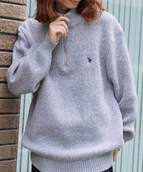 U.S. POLO ASSN.(ユーエスポロアッスン)の「U.S. POLO ASSN./ユーエスポロアッスン メランジハーフジップ 冬服(ニット/セーター・メンズ・ネイビー/オートミール/ブラック/グレー・LL/L/M)」の1枚目の写真